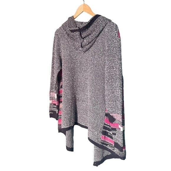NWT Nic + Zoe Sweater Orchard Hooded Cardigan Black Maroon Multi Size Medium NEW - Picture 7 of 15
